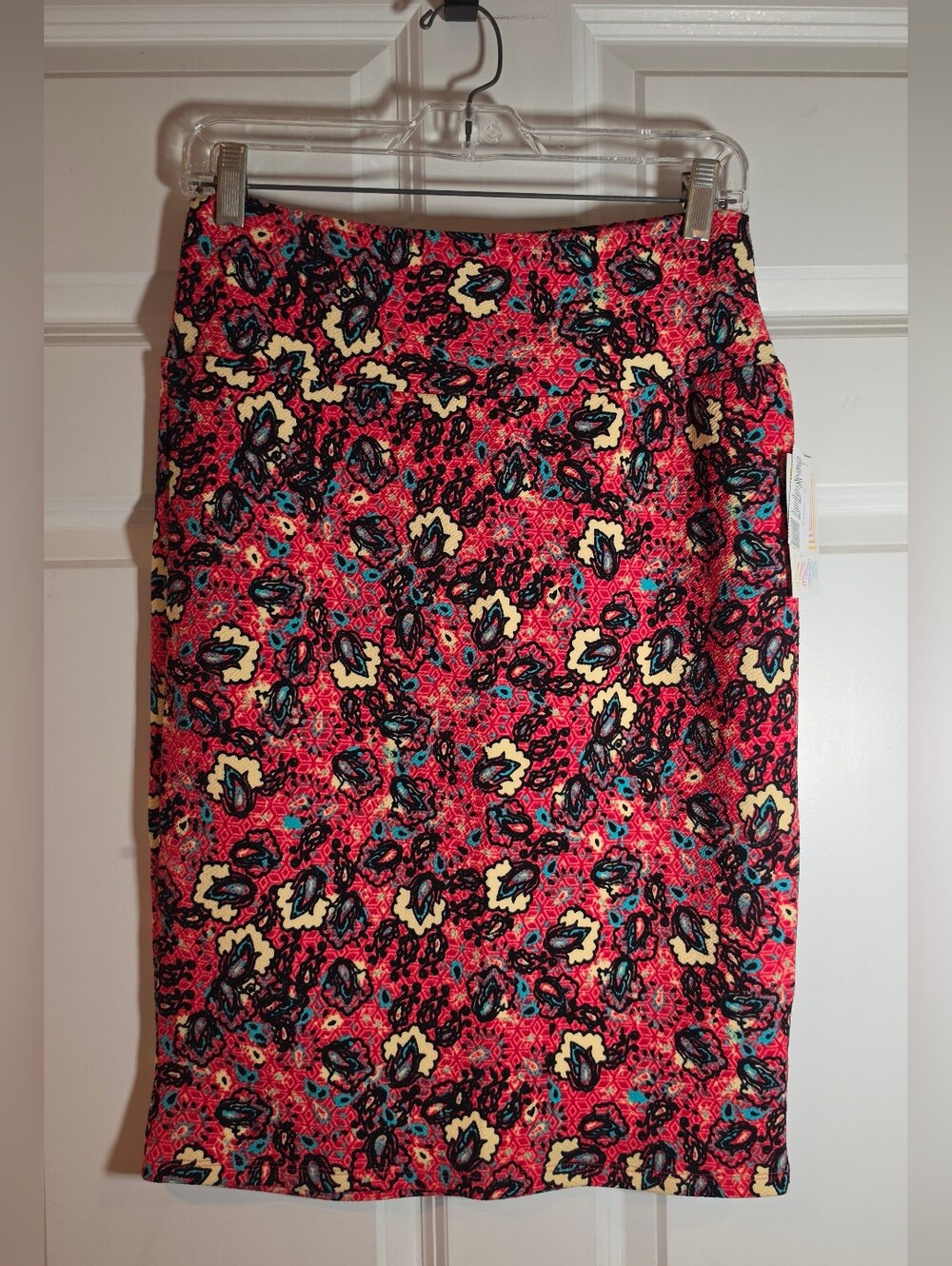 NWT Lularoe Cassie Stretchy Fitted Floral Print Pencil Skirt - Pink Colorful S